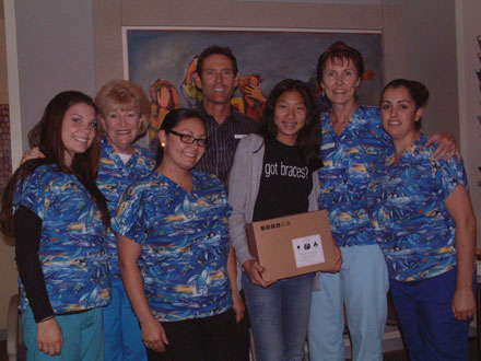 Contest winner Melissa Yao with the Alameda Orthodontics team